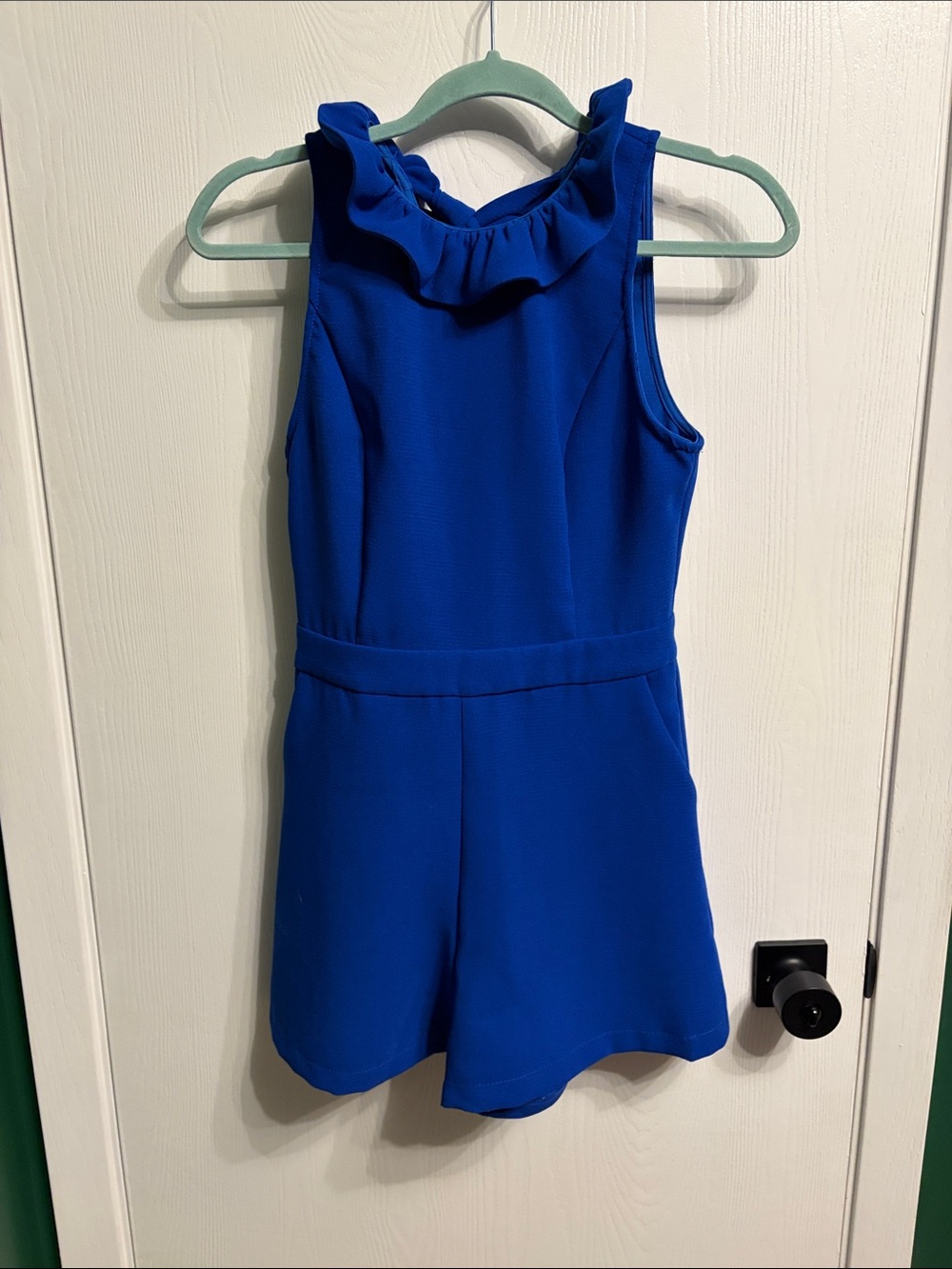 Do+Be Royal Blue Ruffle Neck Romper size small